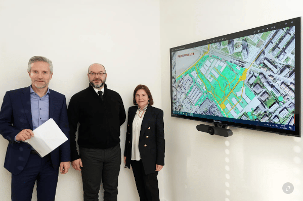 De gauche à droite, Rodolphe Eurin, directeur général de l’Hôpital de La Tour SA, Pierre Guth, directeur de Ergon SA, chargé de porter le projet immobilier, et Jenny Paizi, présidente de l’Hôpital de La Tour SA. LUCIEN FORTUNATI