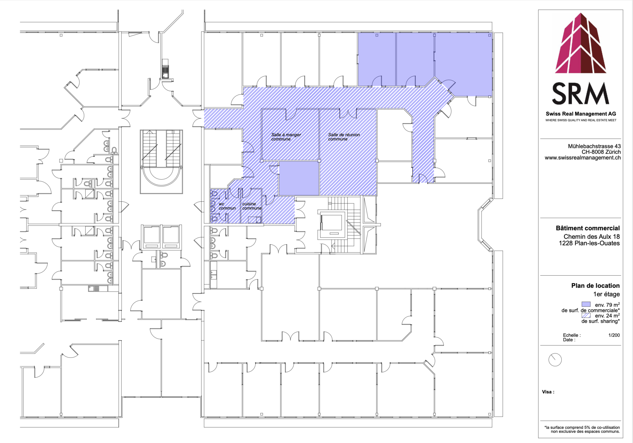 Surface artisanale avec espaces partagés – CTN 18, Plan-les-Ouates – 1er étage : env. 103 m²