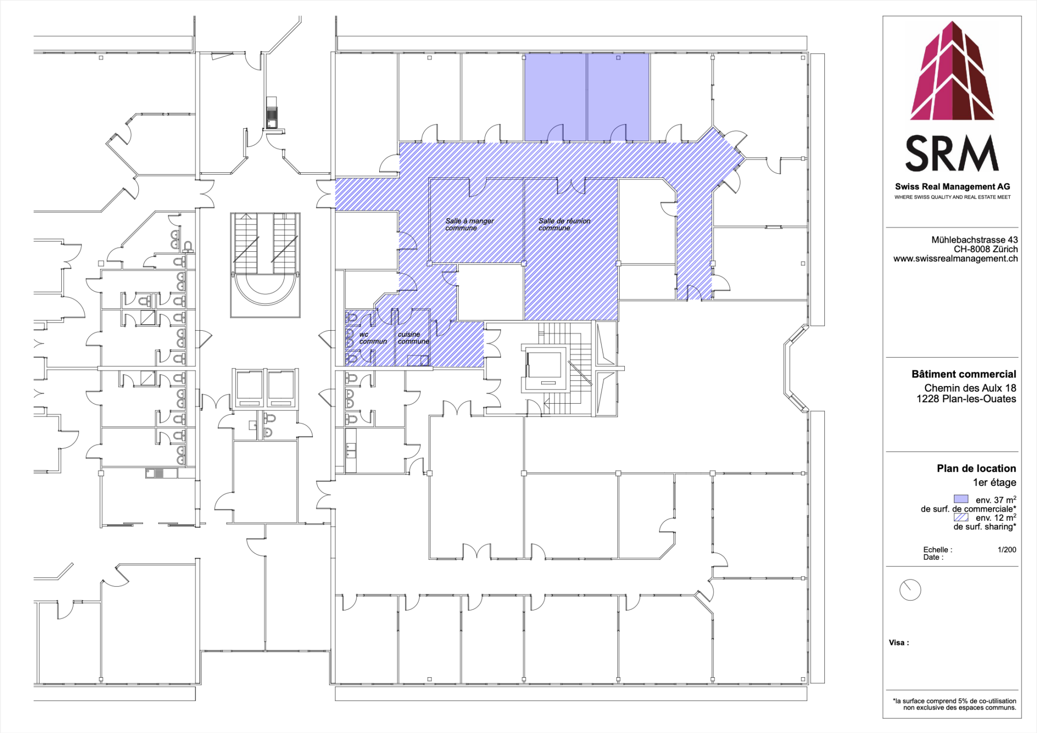 Surface artisanale avec espaces partagés – CTN 18, Plan-les-Ouates – 1er étage : env. 49 m²