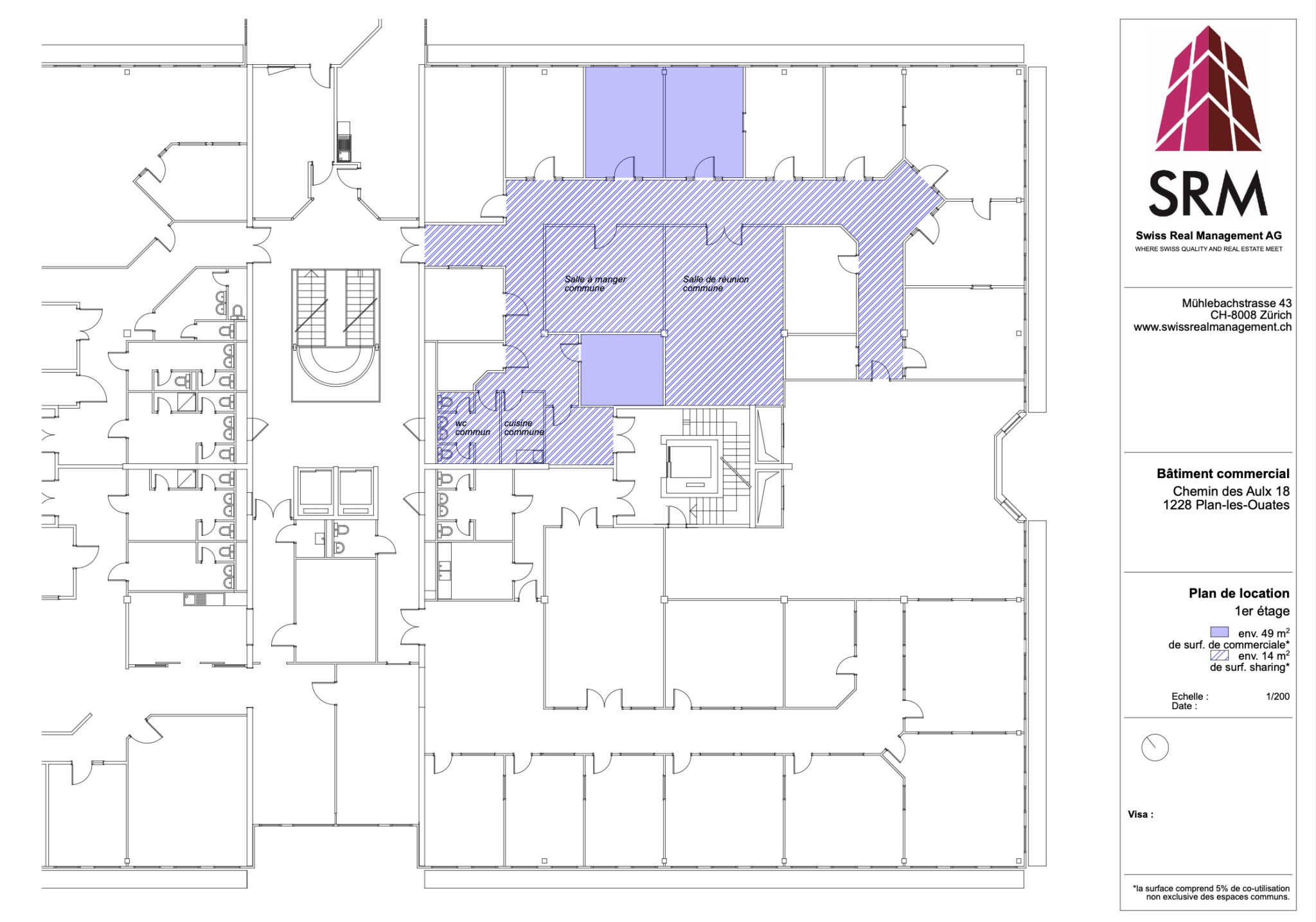 Surface artisanale avec espaces partagés – CTN 18, Plan-les-Ouates – 1er étage : env. 63 m²